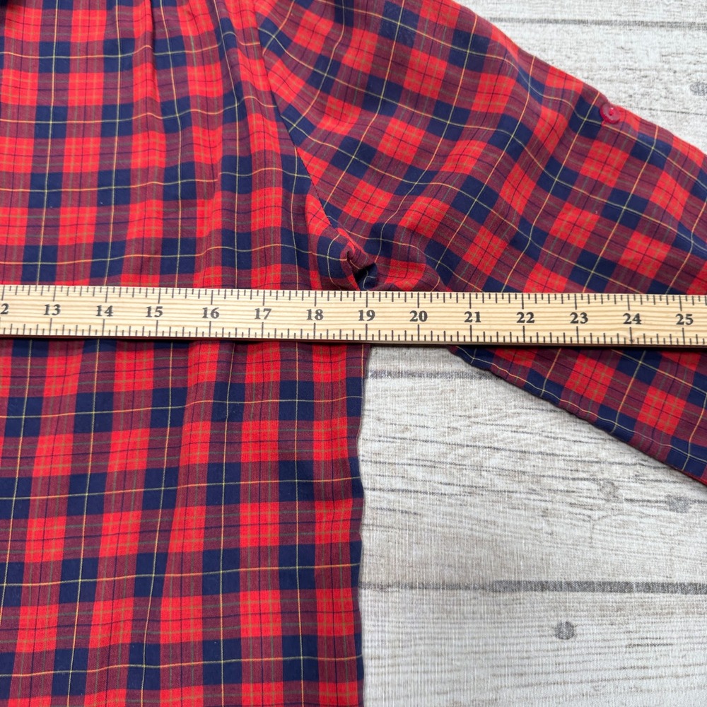 Vintage Sears Shirt Womens M Red Checkered Roll-Tab Long Sleeve Pullover Utility - Picture 3 of 5